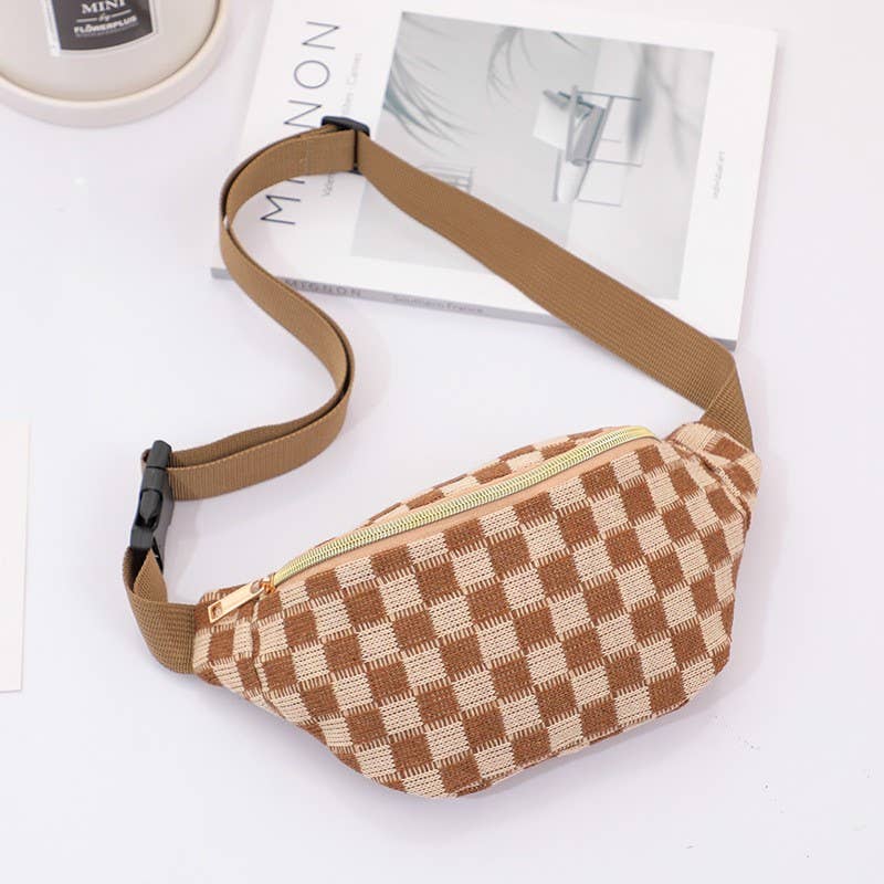 CHECKERED FANNY BAG WAIST CROSSBODY SLING BAG