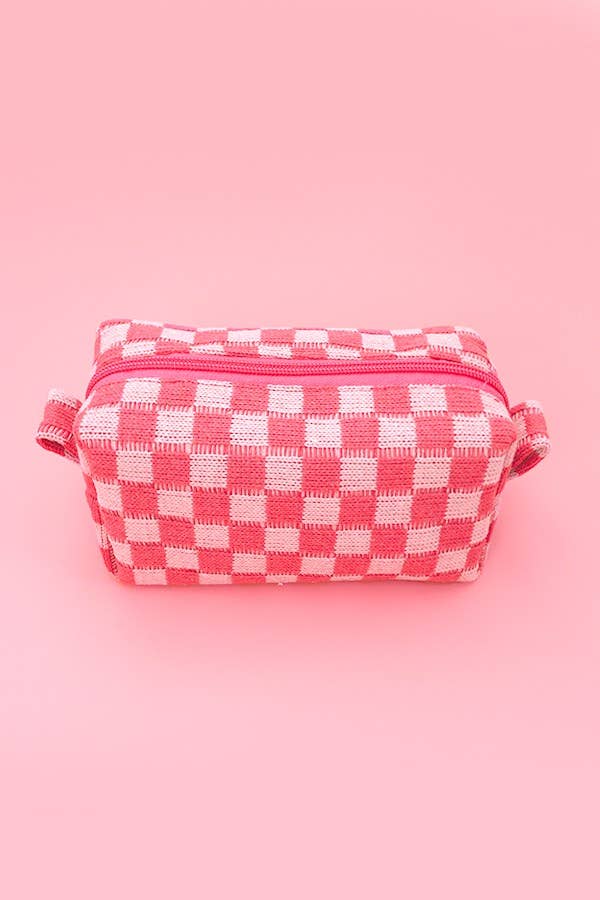 CHECKER MAKEUP COSMETIC POUCH BAG
