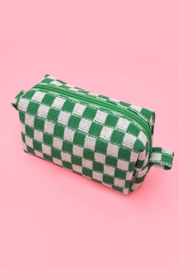 CHECKER MAKEUP COSMETIC POUCH BAG
