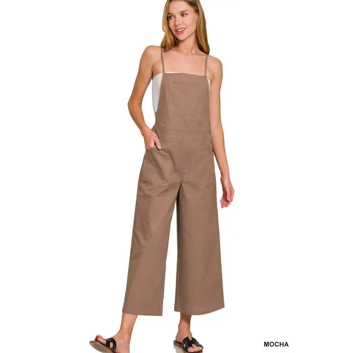 Woven Spaghetti Strap Overalls