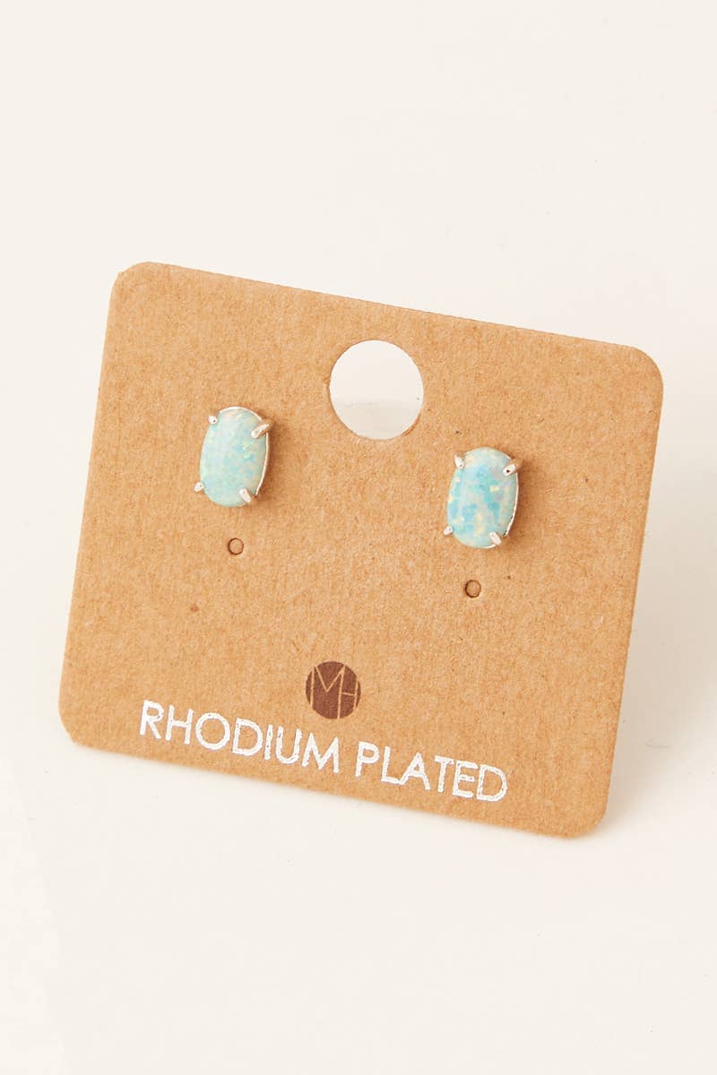 Opal Stone Stud Earrings
