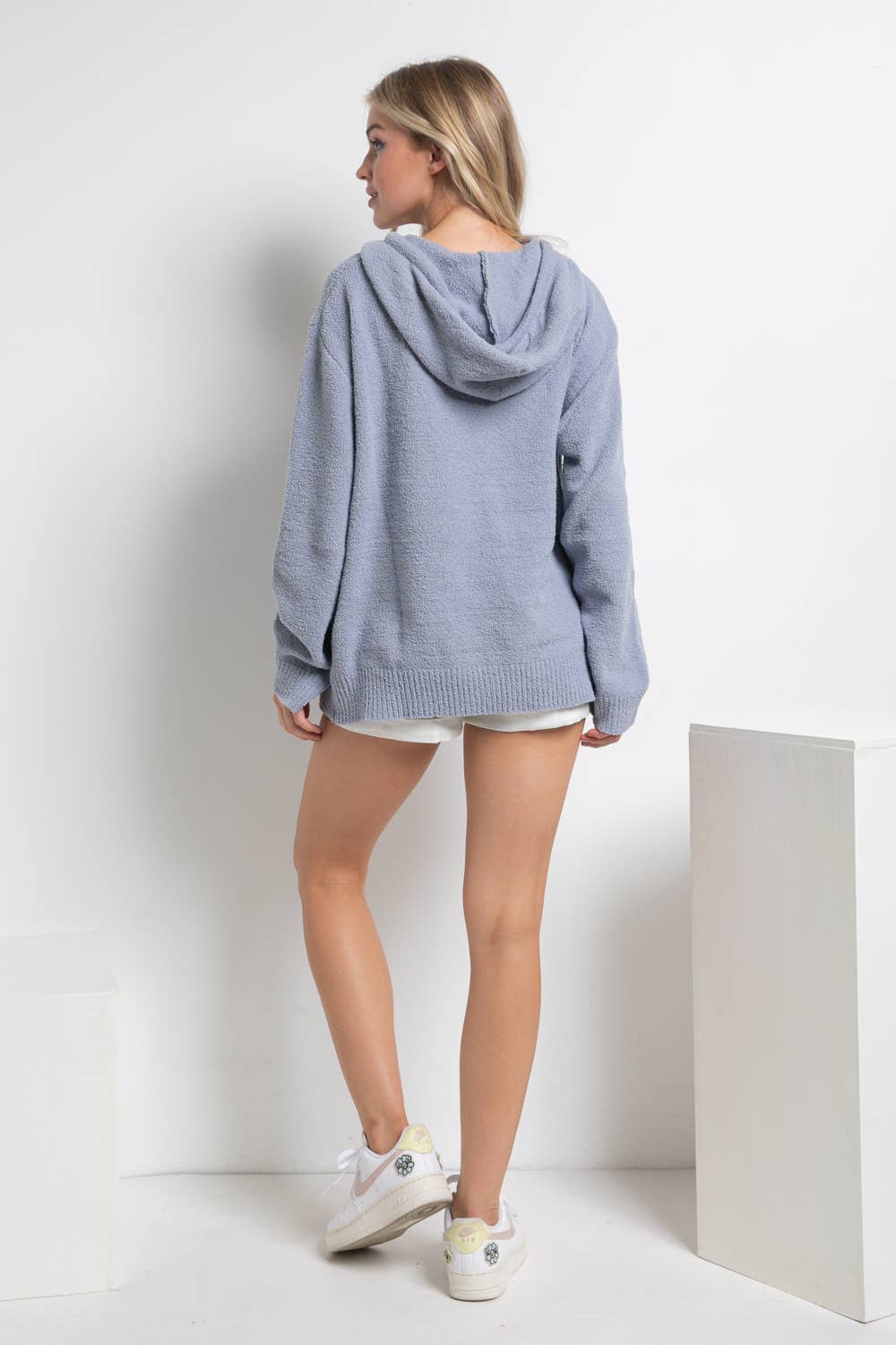 Fuzzy Cozy Hooded Smiley Sweater