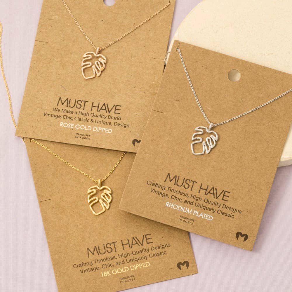 Monstera Cutout Pendant Necklace