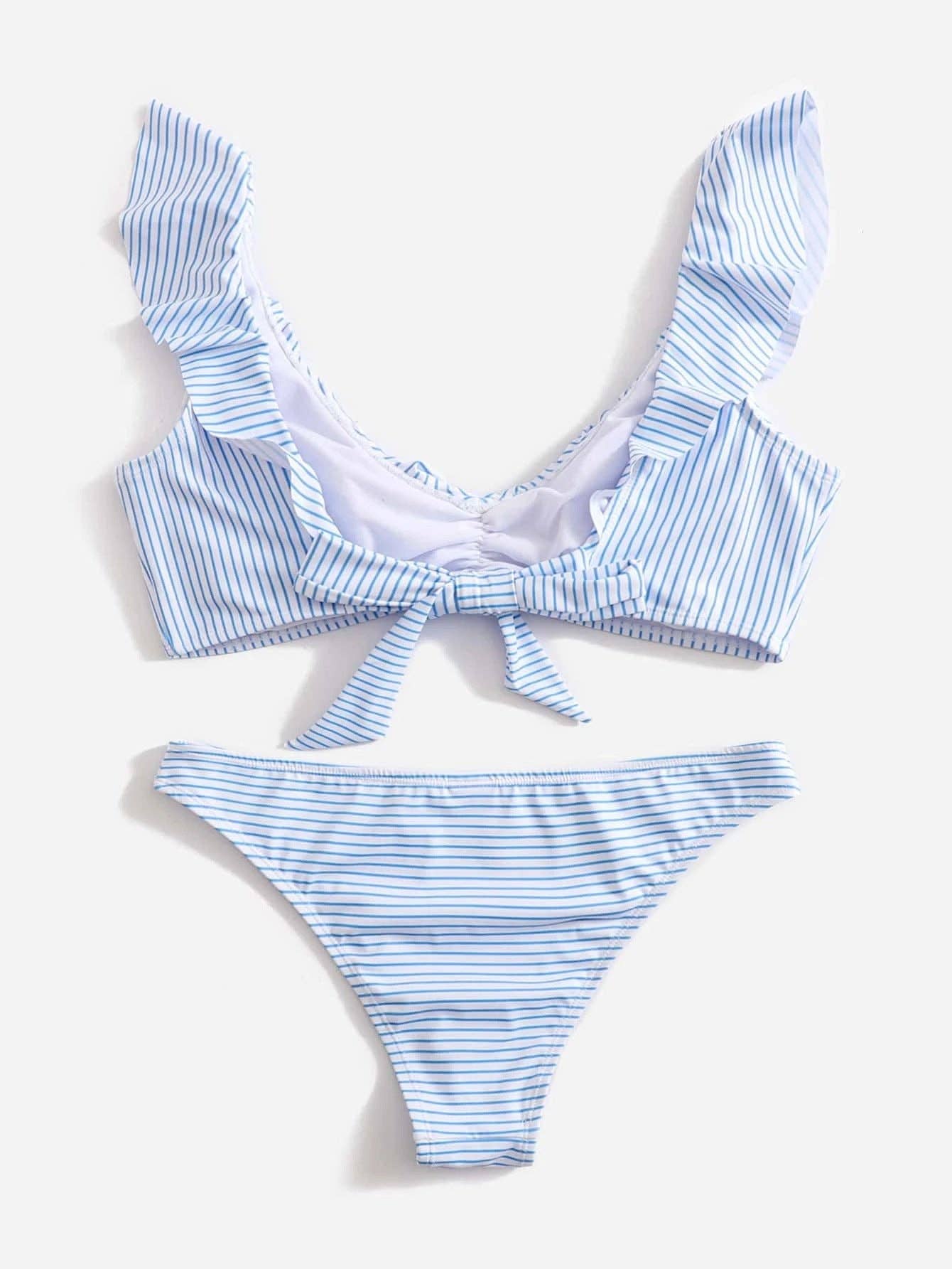Blue Striped Flounce Bikini