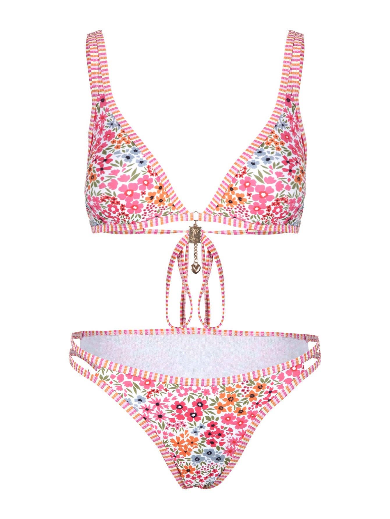 Floral Print Jeweled Bikini
