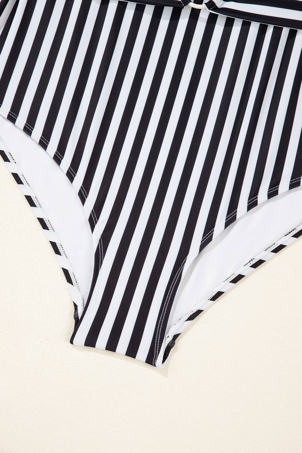 Plus Size Tie Straps O-Ring Waistband One Piece Swimsuit
