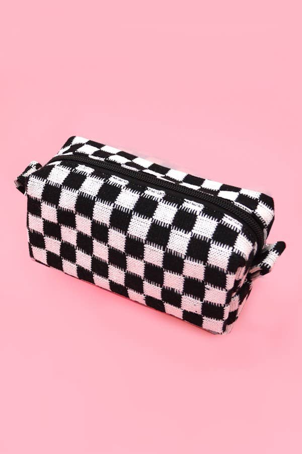 CHECKER MAKEUP COSMETIC POUCH BAG