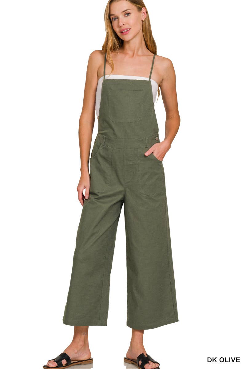 Woven Spaghetti Strap Overalls