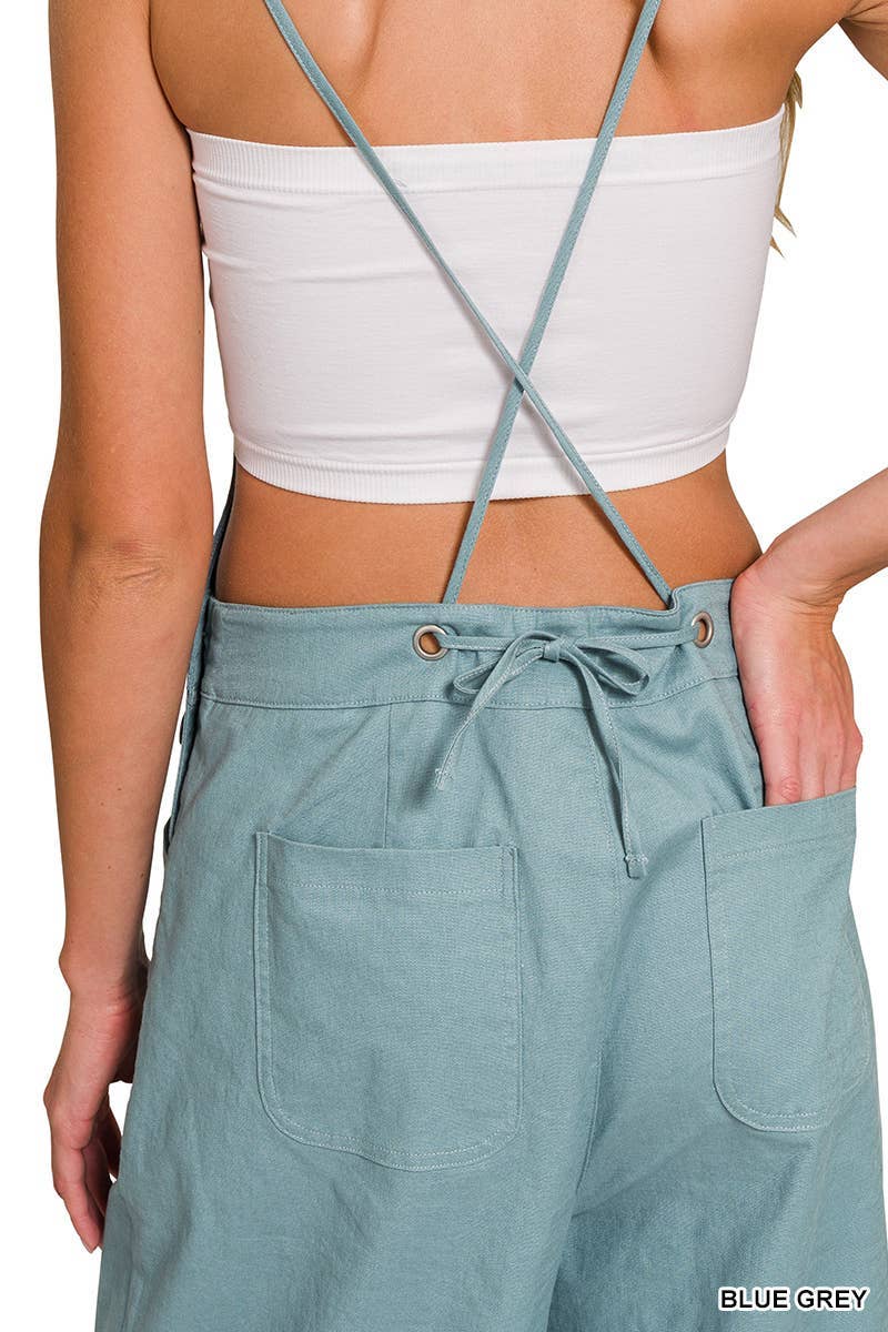 Woven Spaghetti Strap Overalls