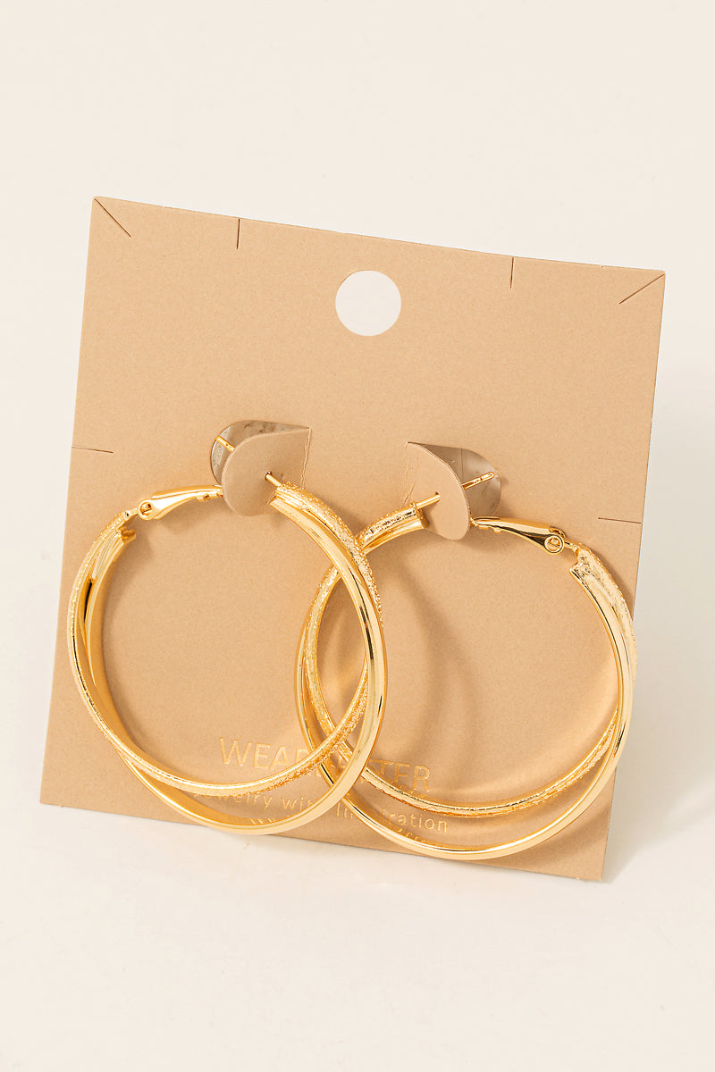 Layered Metallic Latch Hoop Earrings