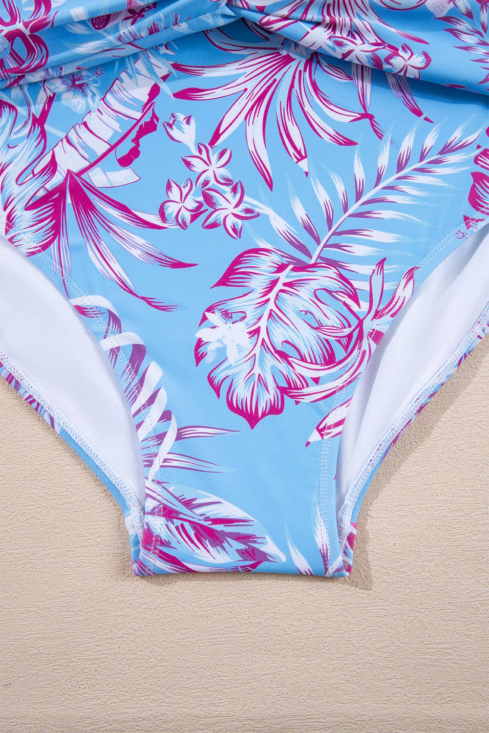 Plus Size Floral Print Twisted High Waist Bikini Set