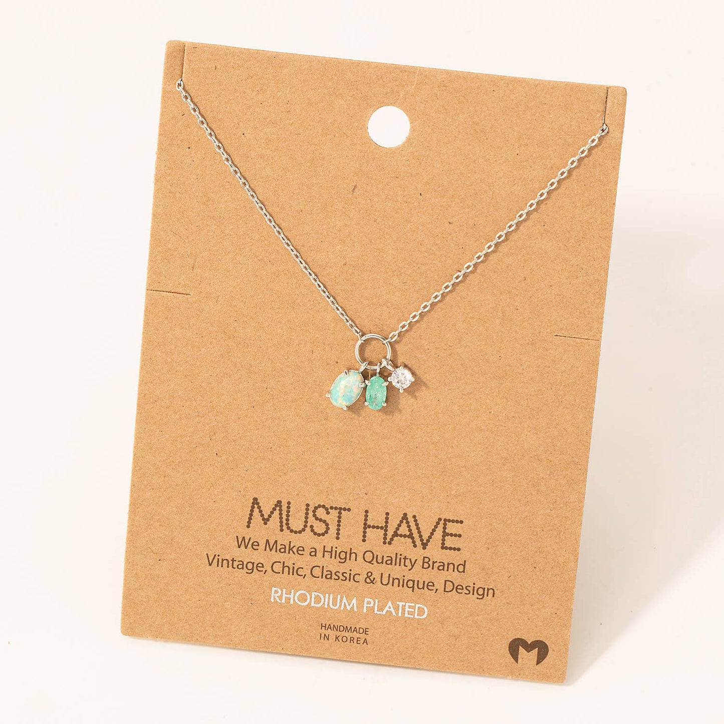 Dainty Opal Crystal Charm Necklace