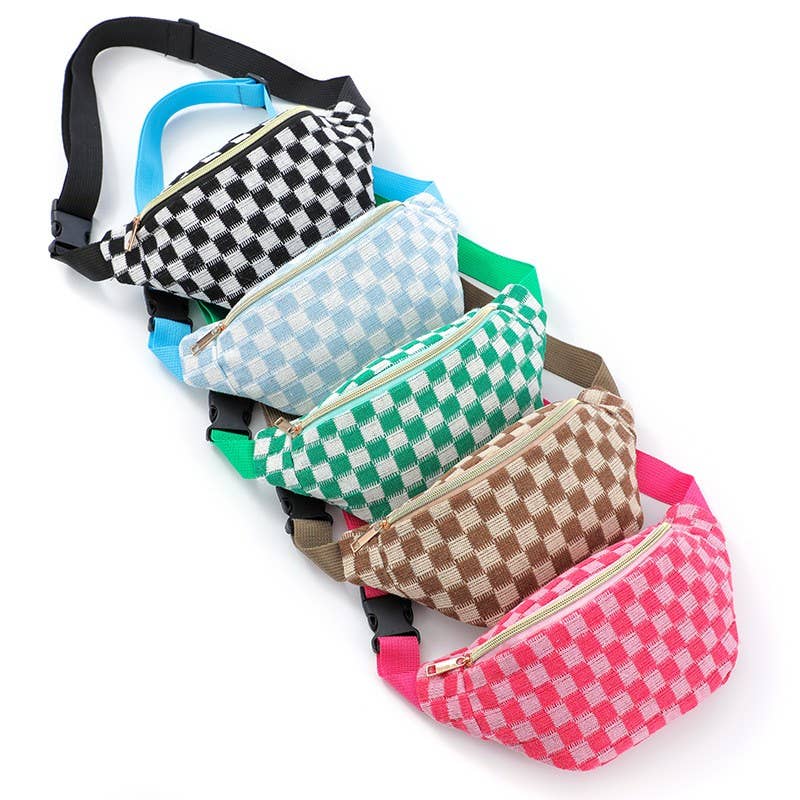 CHECKERED FANNY BAG WAIST CROSSBODY SLING BAG