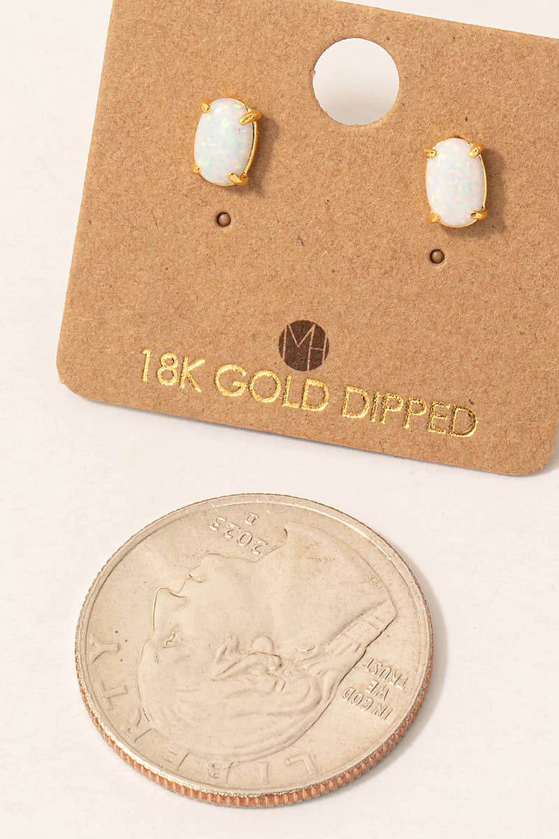 Opal Stone Stud Earrings