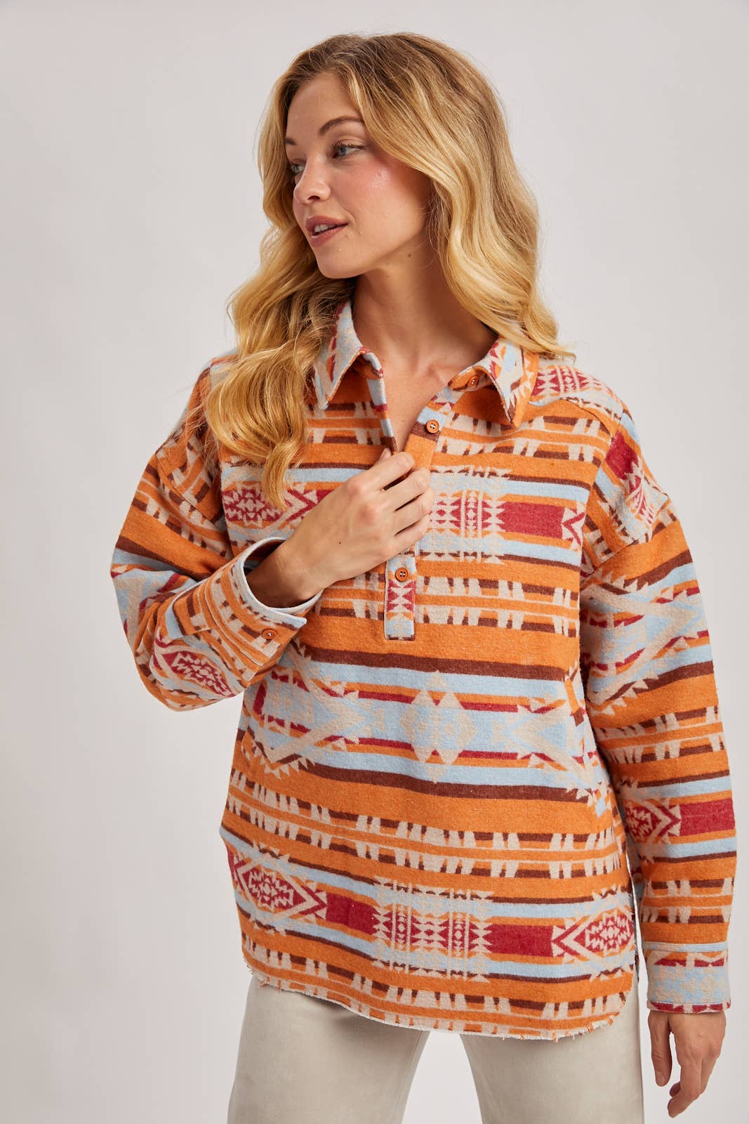 Geometric Surf Shacket Pullover