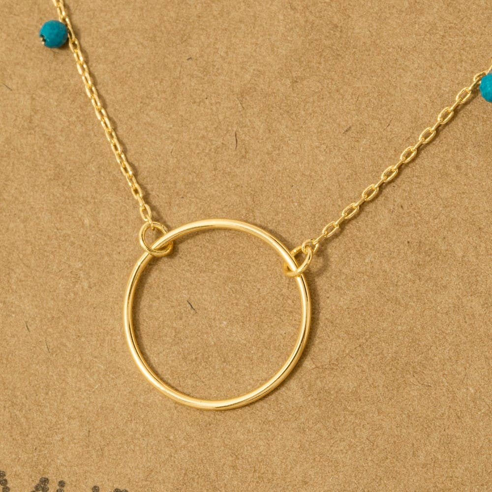 Gold Dipped Center Hoop Charm Necklace