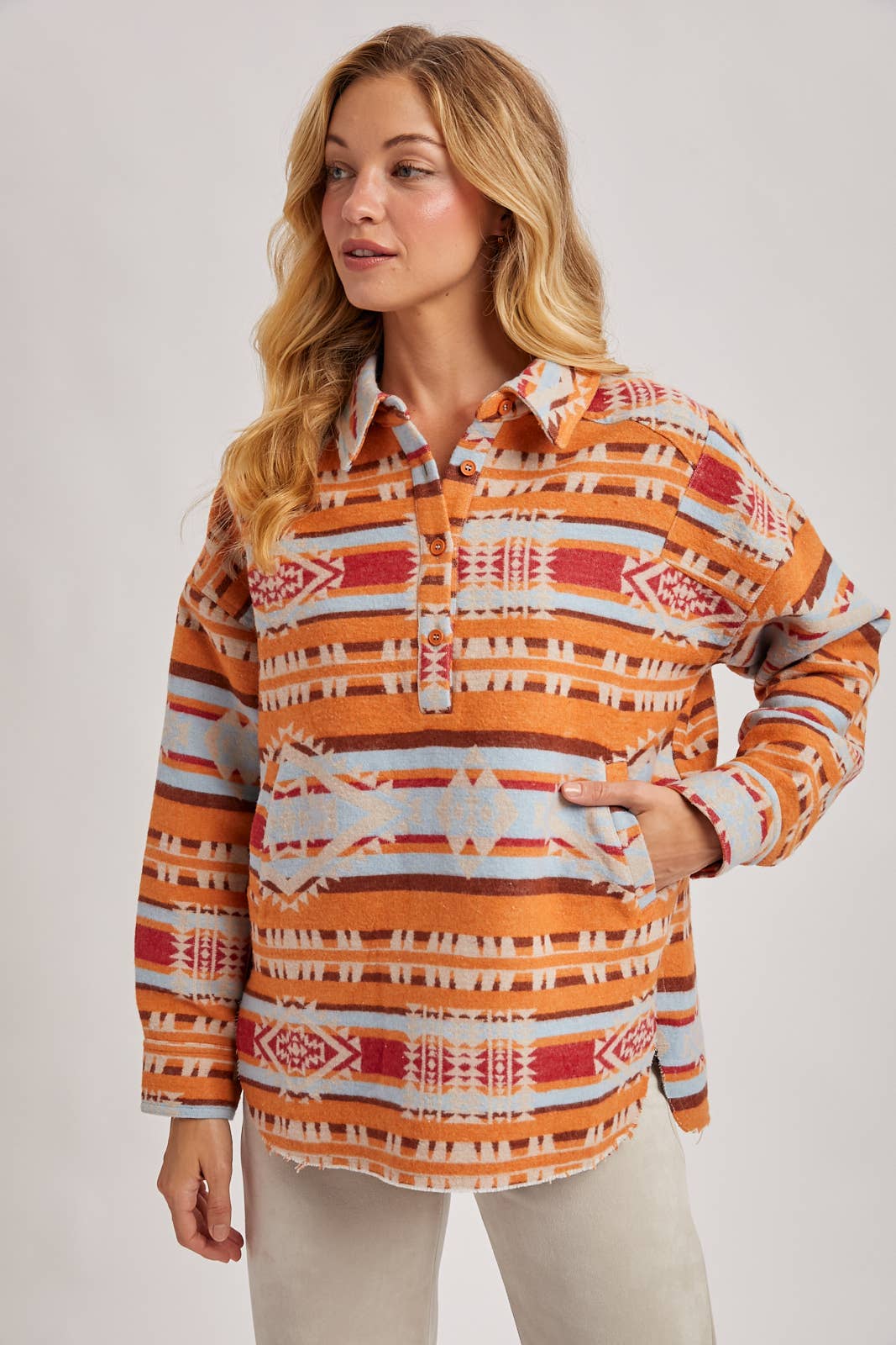 Geometric Surf Shacket Pullover