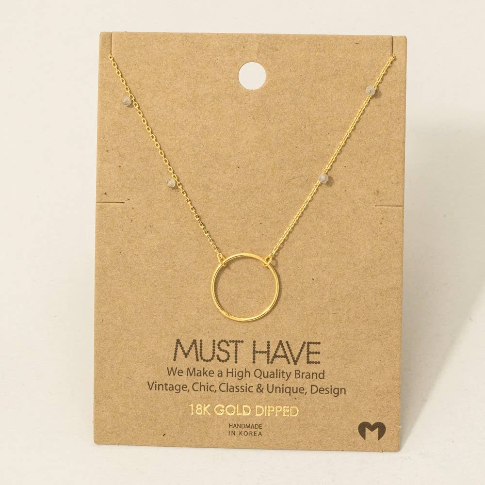 Gold Dipped Center Hoop Charm Necklace