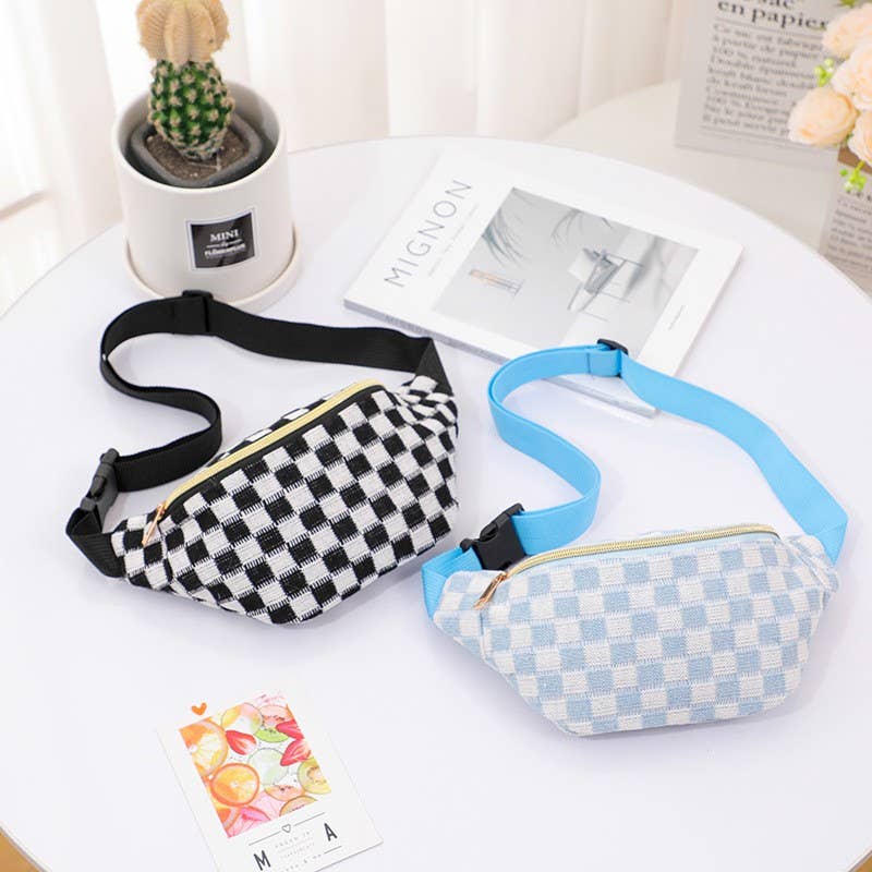 CHECKERED FANNY BAG WAIST CROSSBODY SLING BAG