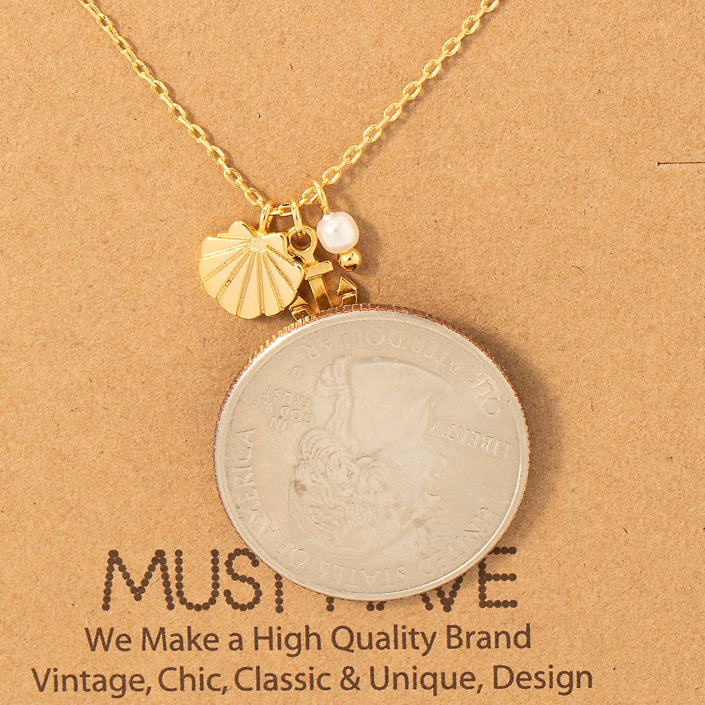 Gold Dipped Sea Charms Chain Necklace