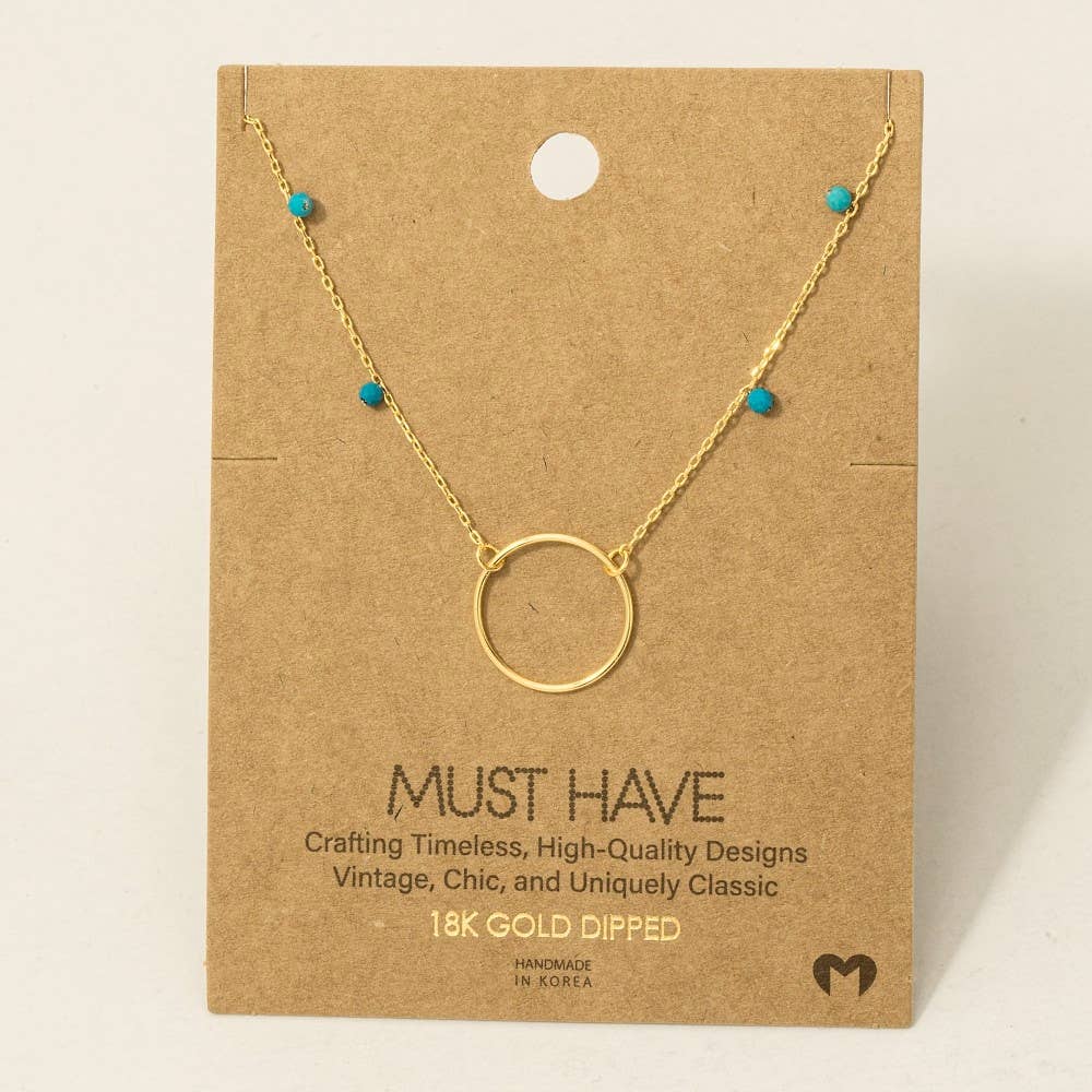 Gold Dipped Center Hoop Charm Necklace