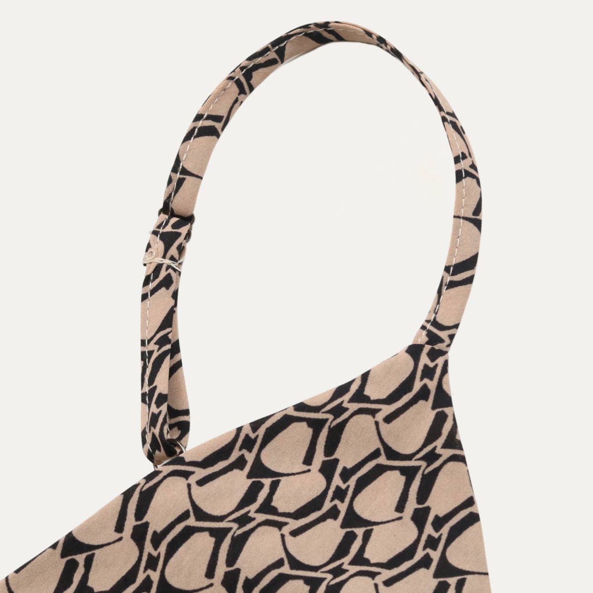Khaki Abstract Print Tie-Back Strappy Maxi Dress