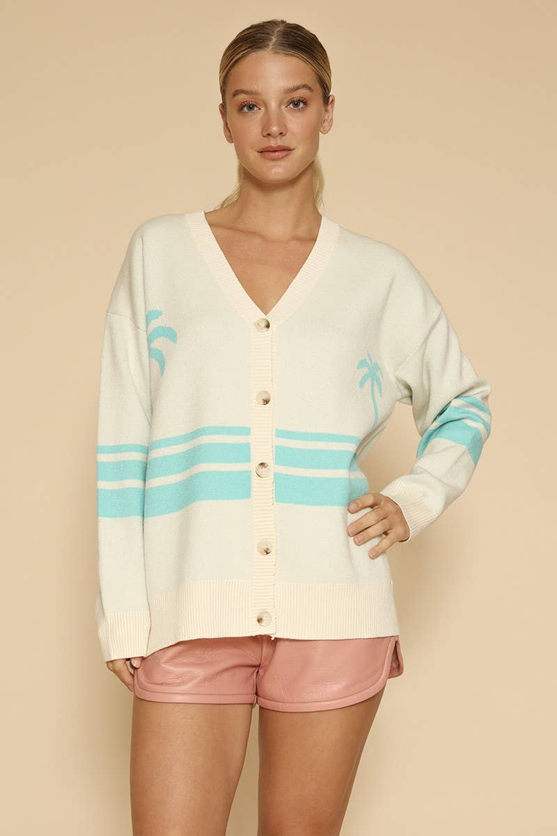 Ocean Sunset Retro Knit Cardigan