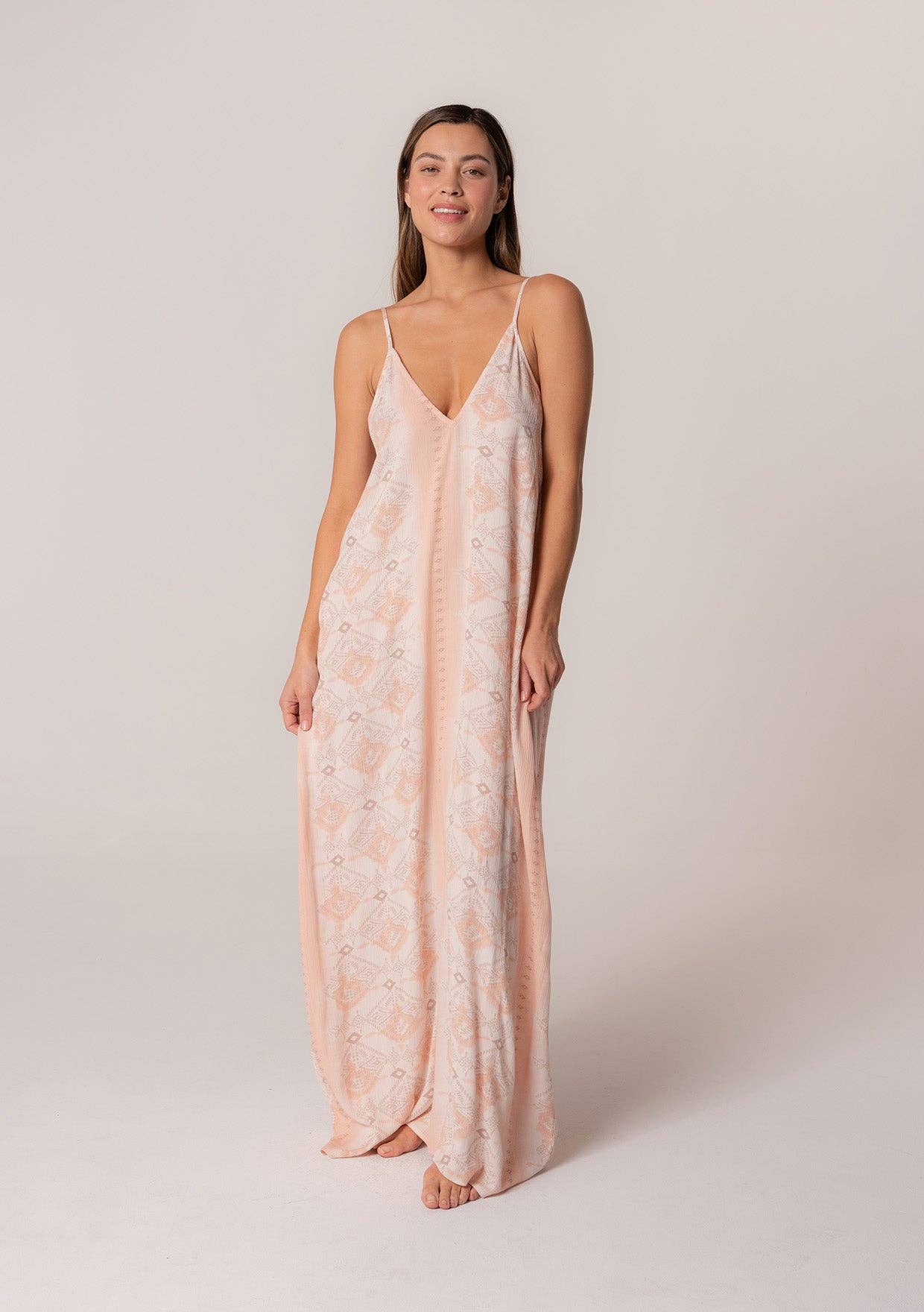 Bohemian Spaghetti Strap V Neck Maxi Dress