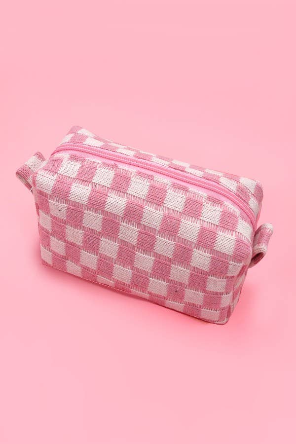 CHECKER MAKEUP COSMETIC POUCH BAG