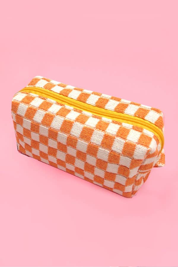 CHECKER MAKEUP COSMETIC POUCH BAG