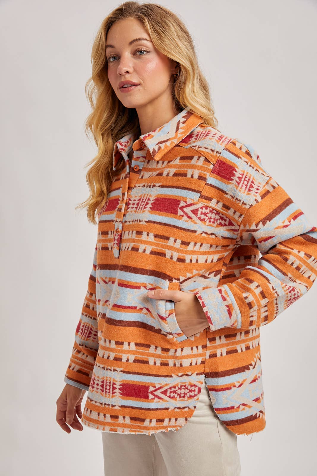 Geometric Surf Shacket Pullover
