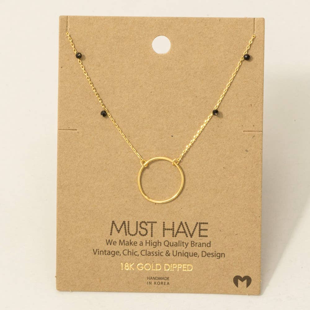 Gold Dipped Center Hoop Charm Necklace