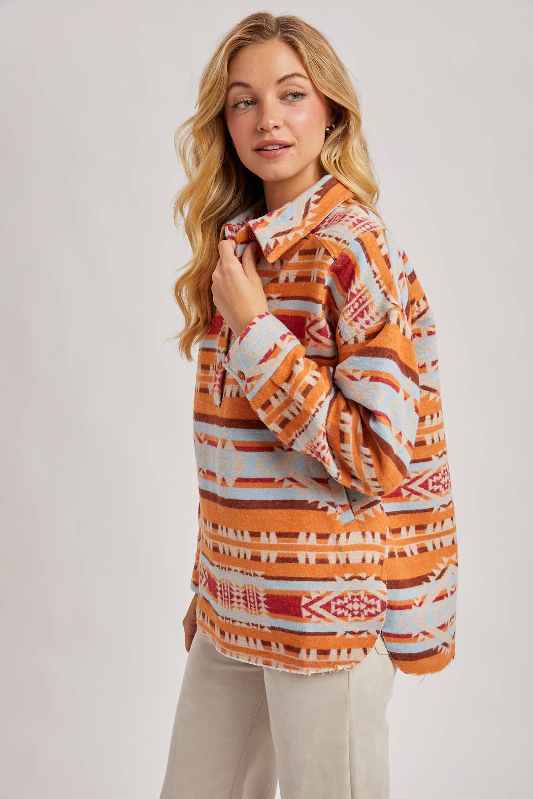 Geometric Surf Shacket Pullover