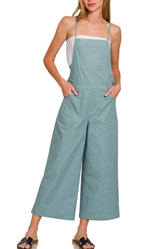 Woven Spaghetti Strap Overalls