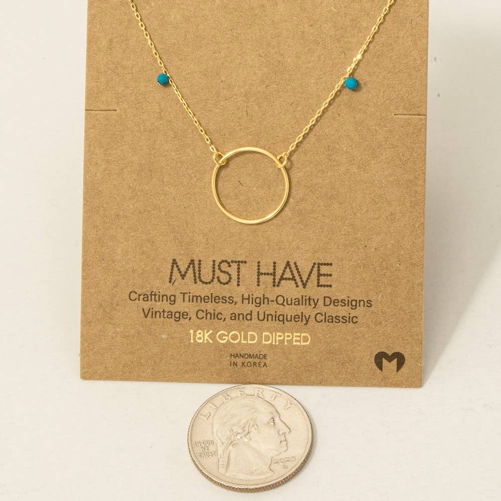 Gold Dipped Center Hoop Charm Necklace