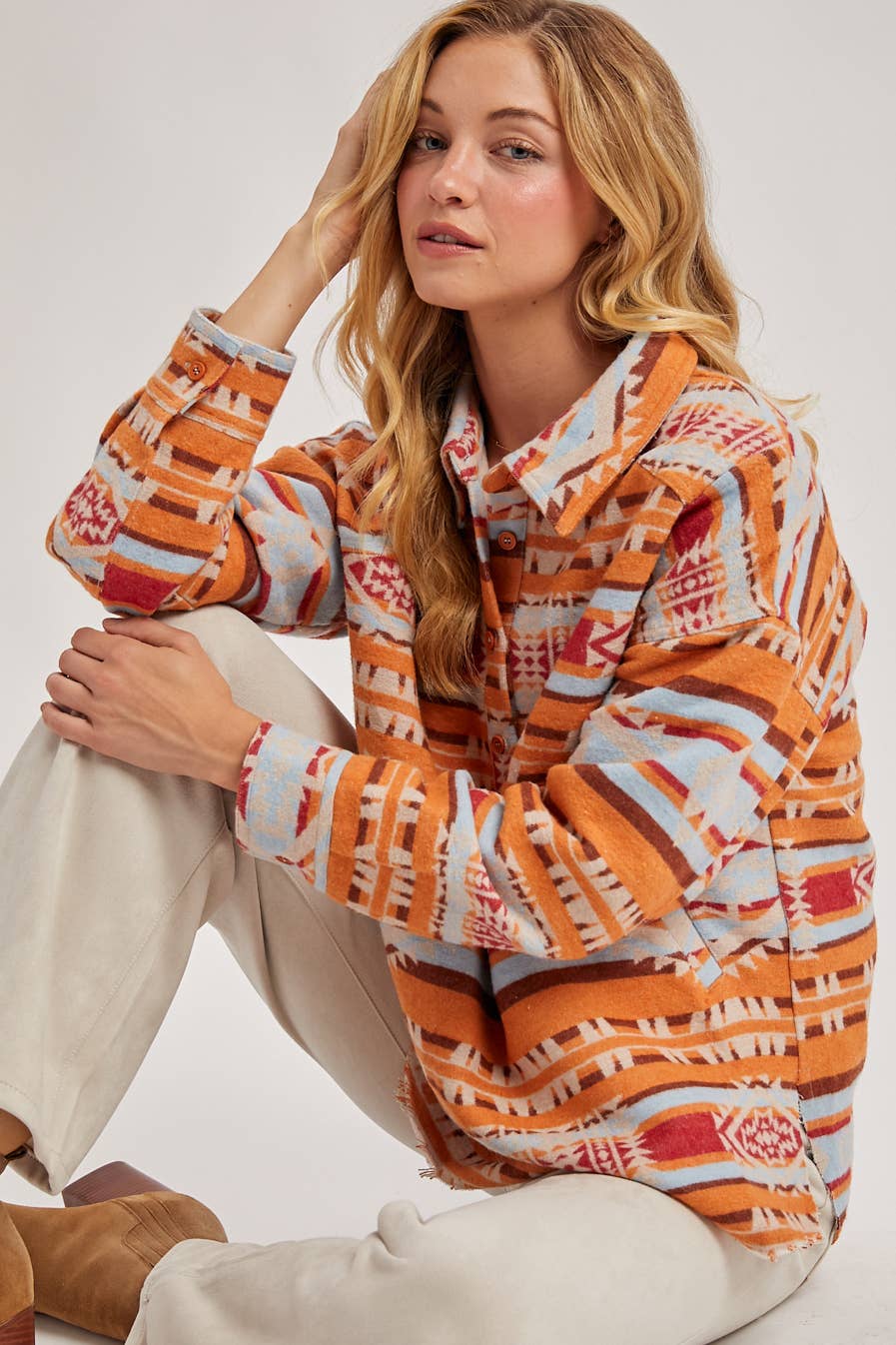 Geometric Surf Shacket Pullover