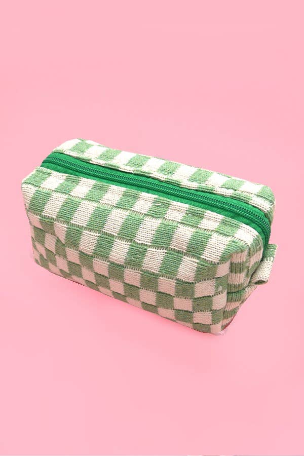 CHECKER MAKEUP COSMETIC POUCH BAG