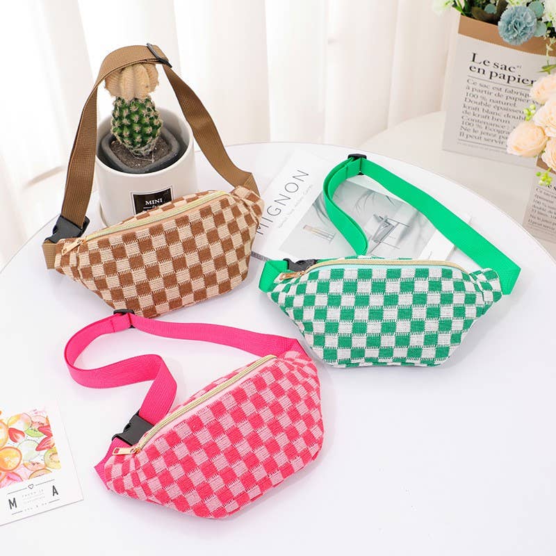 CHECKERED FANNY BAG WAIST CROSSBODY SLING BAG