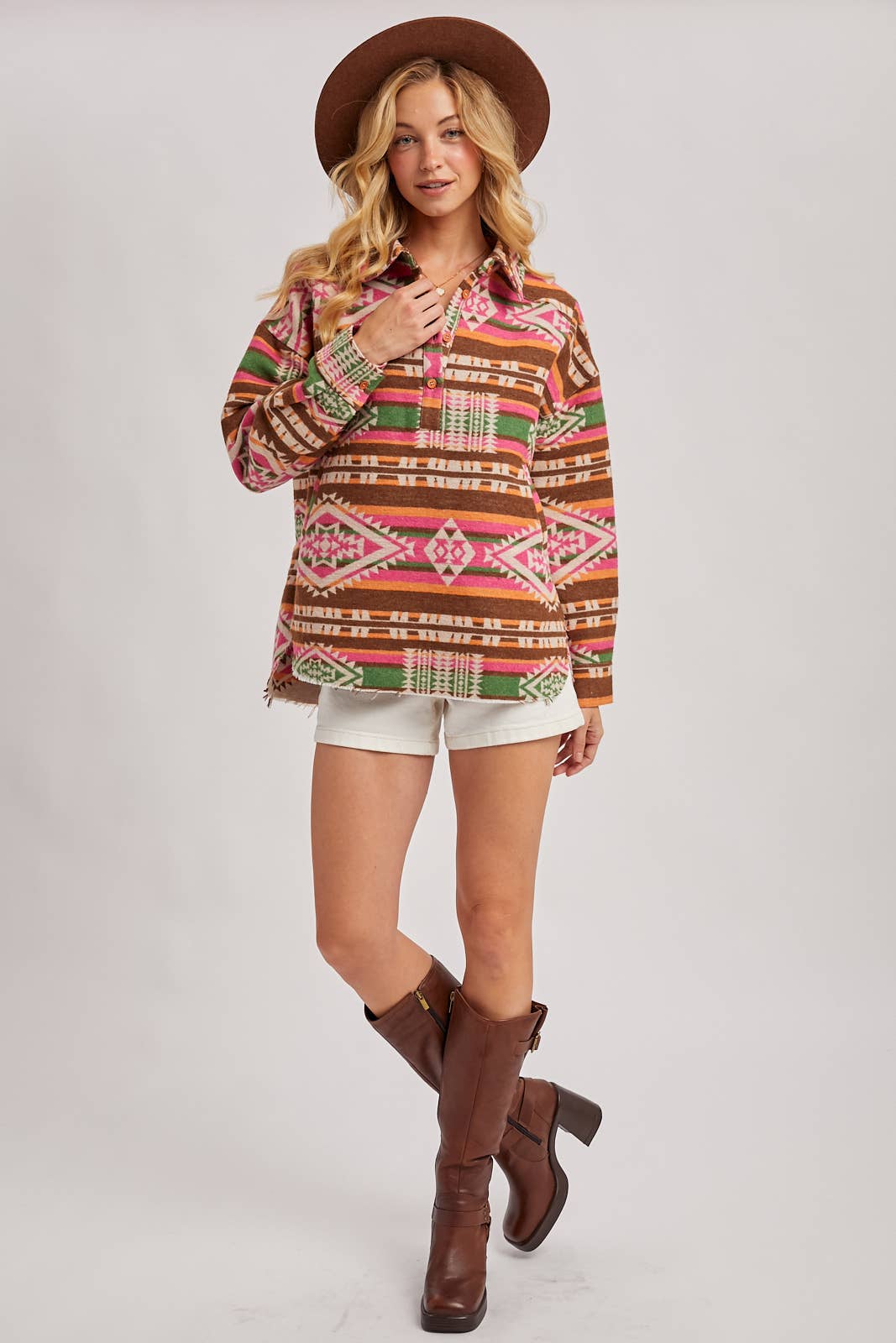 Geometric Surf Shacket Pullover