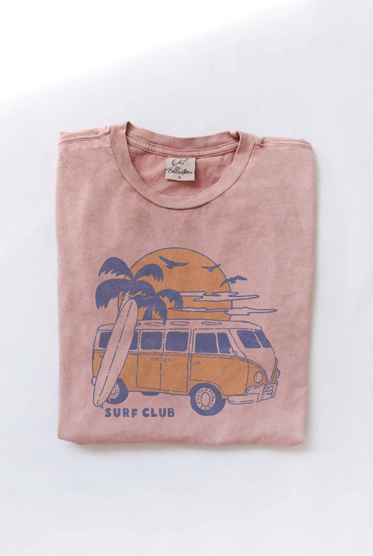 SURF CLUB Mineral Washed Graphic Top