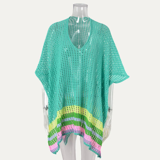 Seaside Resort Rainbow Multicolored Crochet Swim Cover-Up