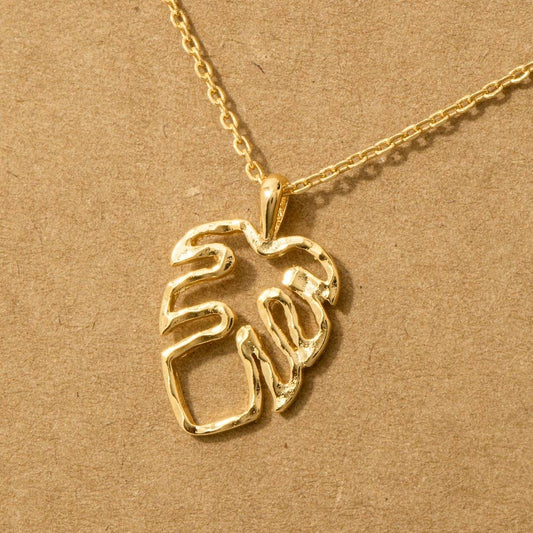 Monstera Cutout Pendant Necklace