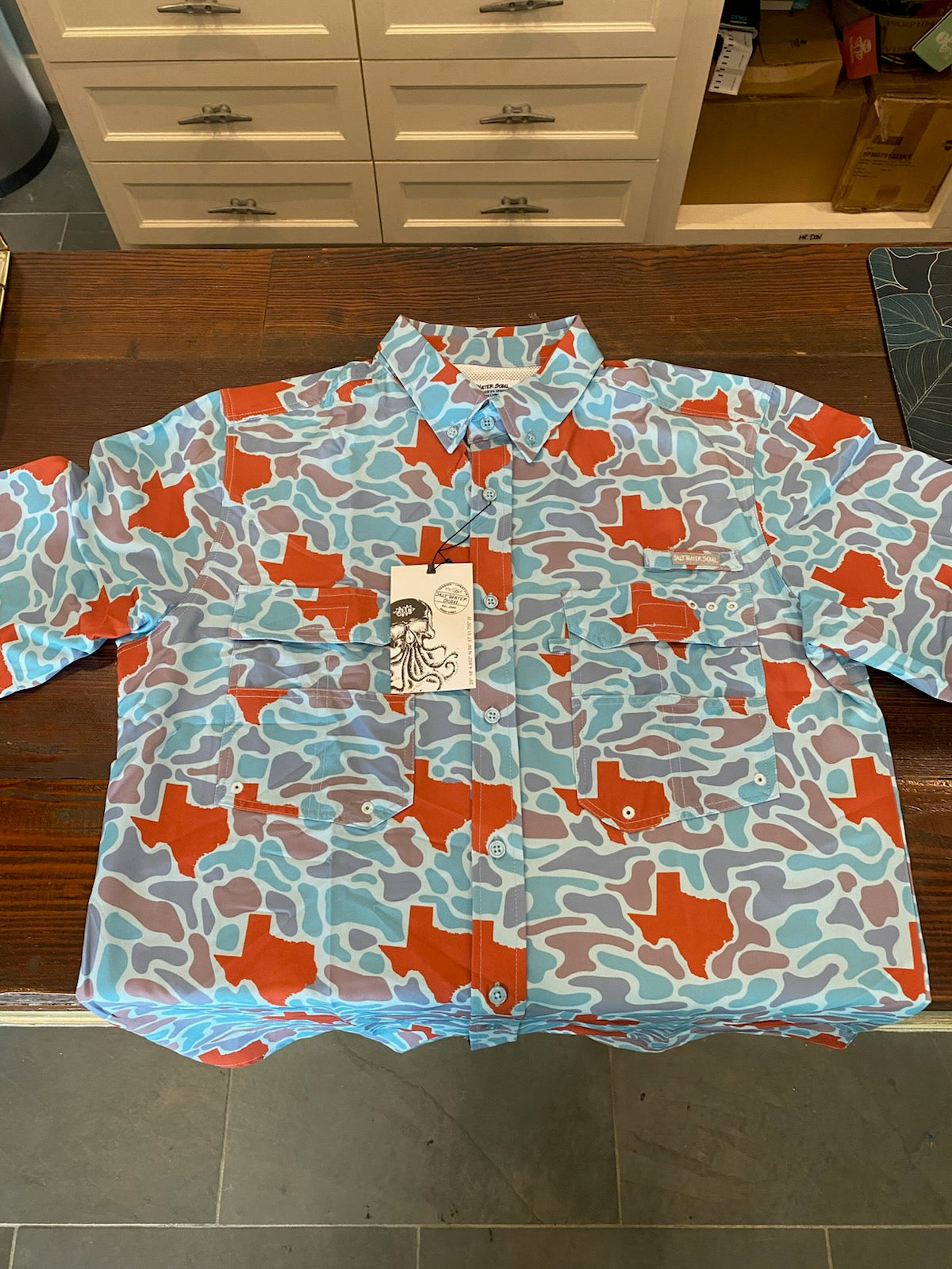 SWS Orange TX Camp Fishing Shirt