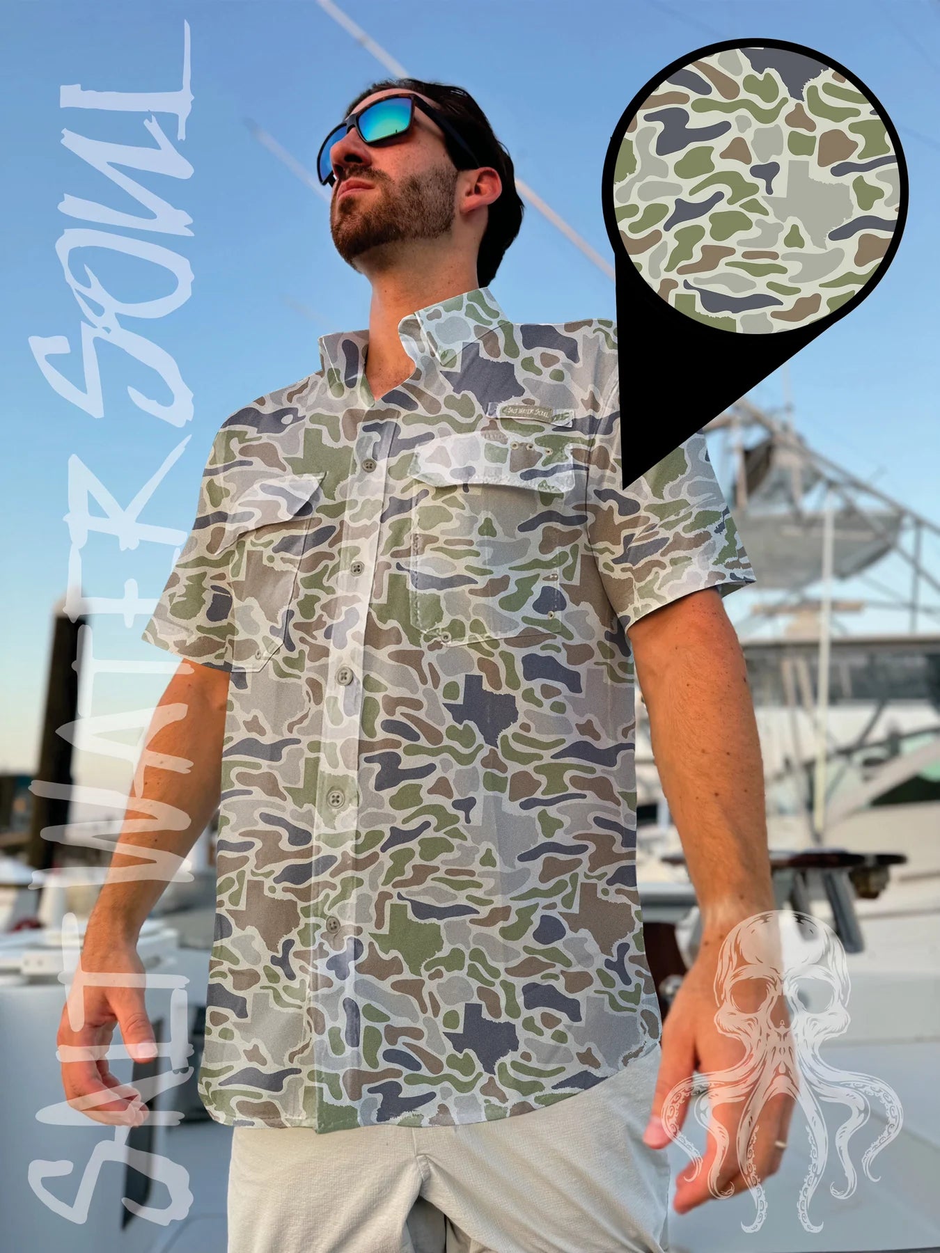Salt Water Soul TX Sand Camo Fishing Shirt