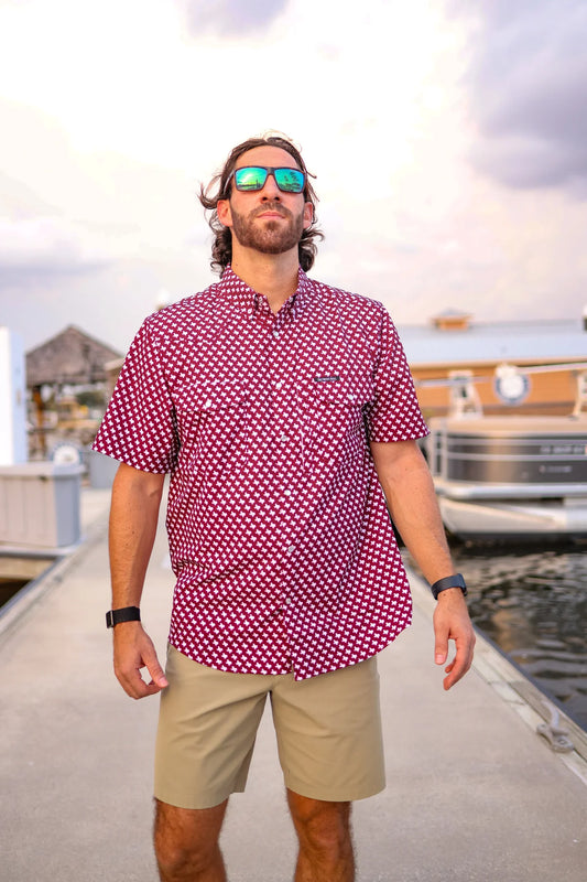Salt Water Soul Maroon Pearl Snap Shirt