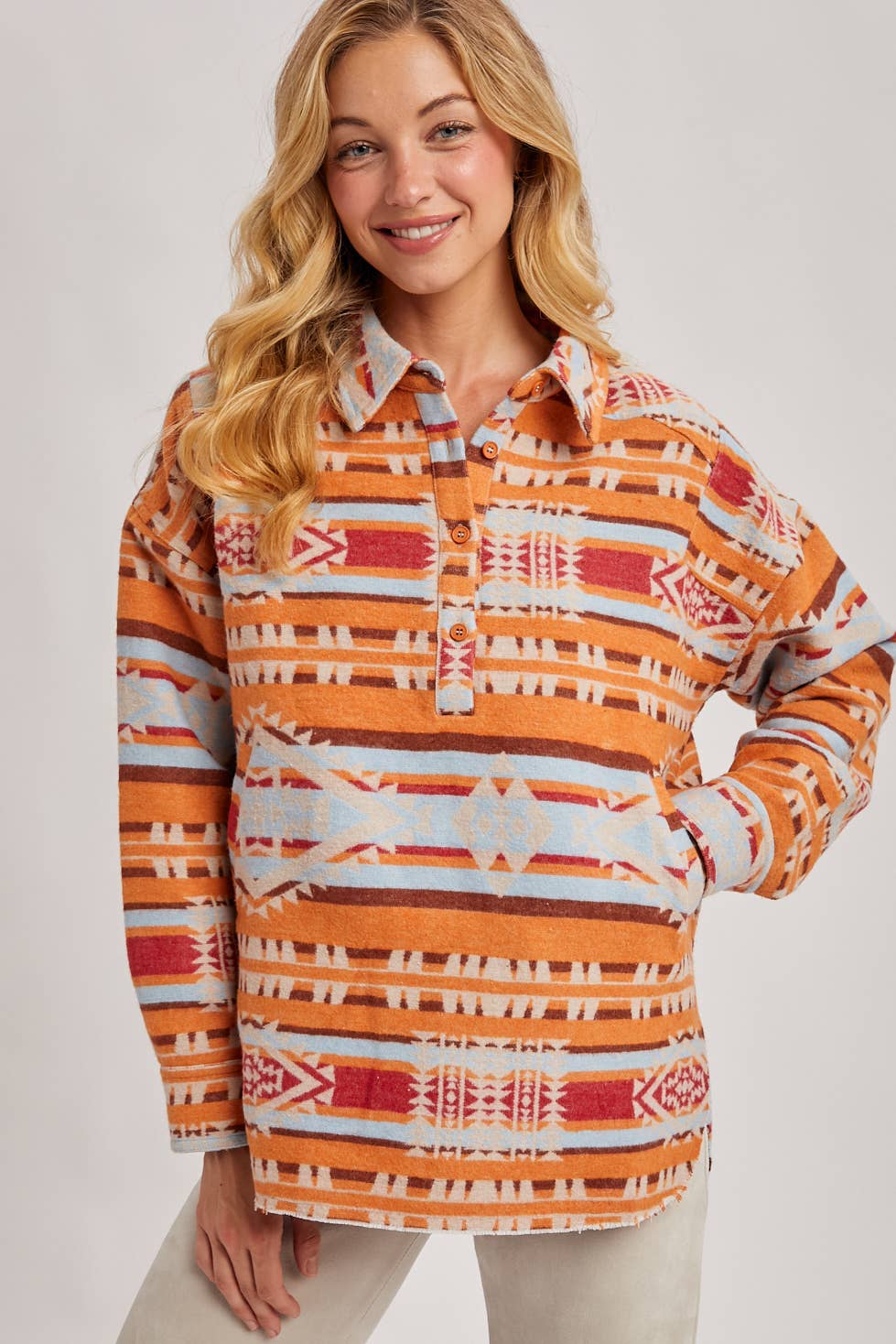 Geometric Surf Shacket Pullover