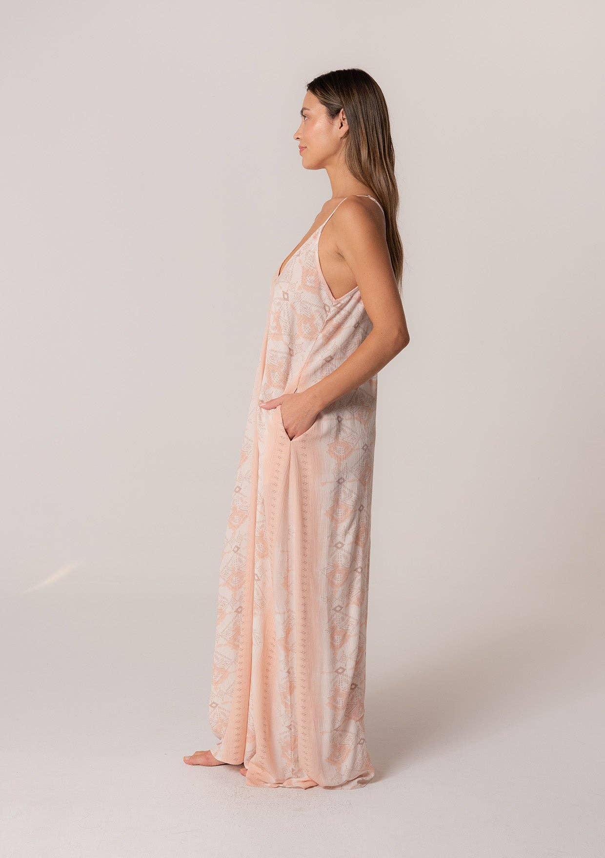Bohemian Spaghetti Strap V Neck Maxi Dress