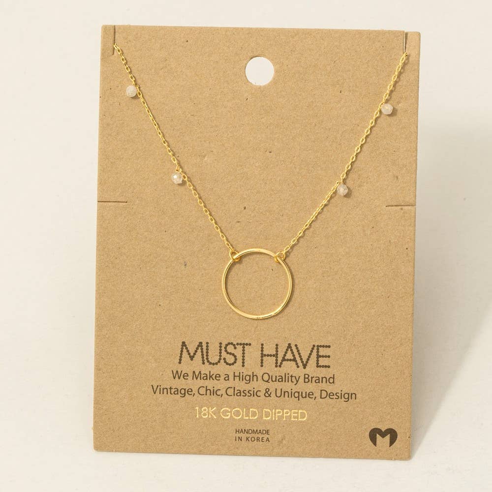 Gold Dipped Center Hoop Charm Necklace