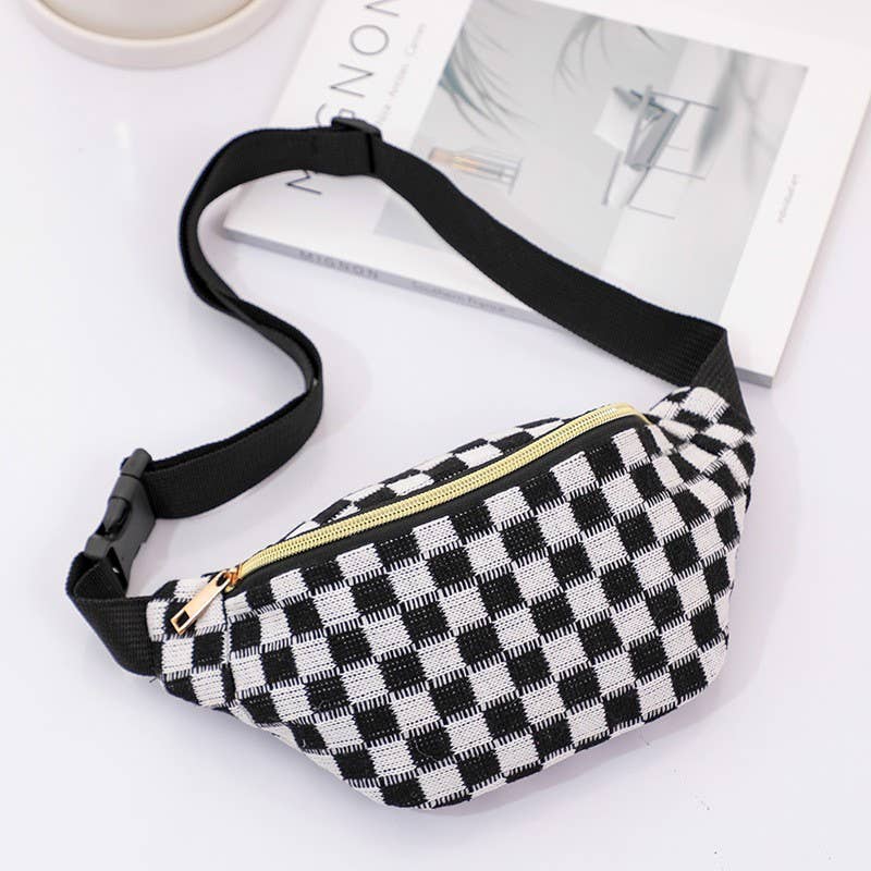CHECKERED FANNY BAG WAIST CROSSBODY SLING BAG