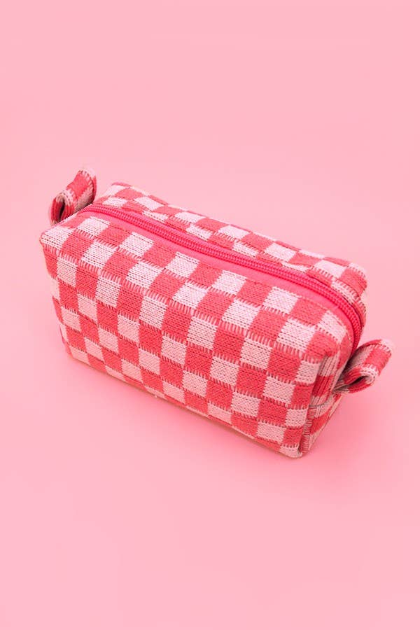 CHECKER MAKEUP COSMETIC POUCH BAG